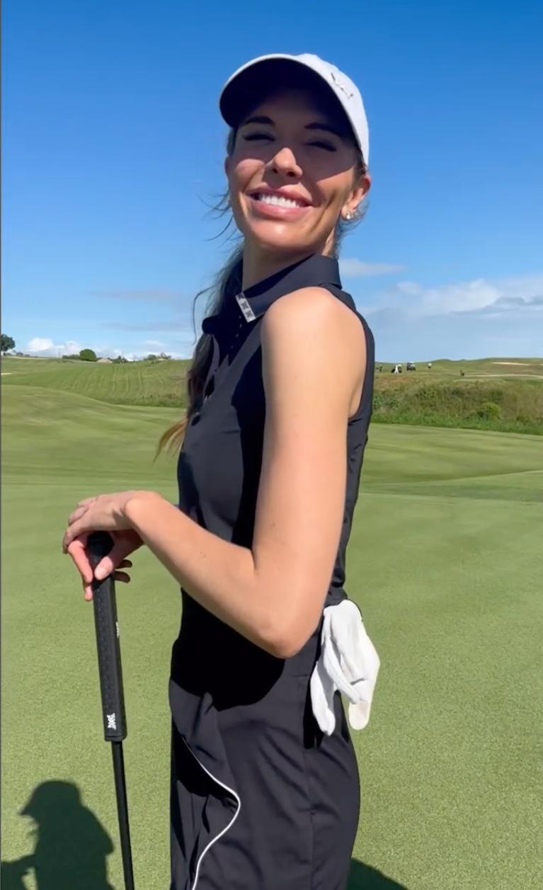 Bettina Anderson playing golf.