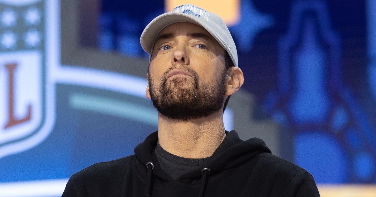 Rapper Eminem (Marshall Mathers) during day 1 of the NFL Draft on April 25, 2024 at Fox Theatre