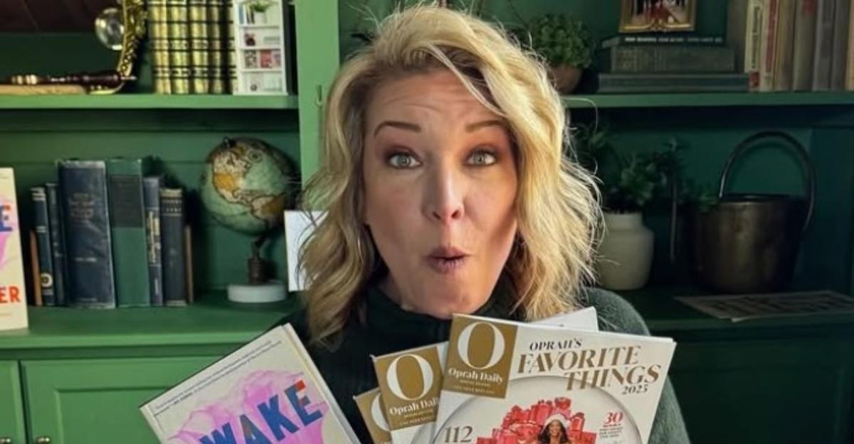 Jen Hatmaker shows off her book Awake and it's placement in Oprah's Favorite Things