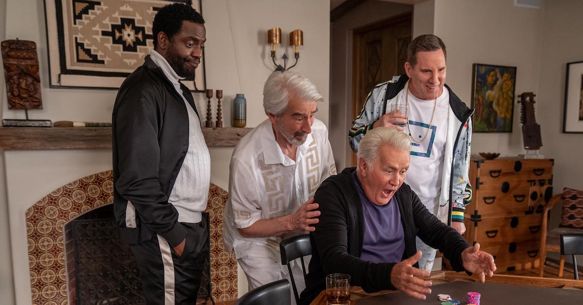 BARON VAUGHN as BUD, SAM WATERSTON as SOL, MARTIN SHEEN as ROBERT and TIM BAGLEY as PETER in GRACE & FRANKIE.