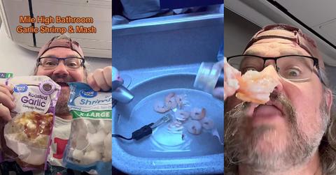 Cooking Shrimp Mashed Potatoes Plane Bathroom Clip Goes Viral