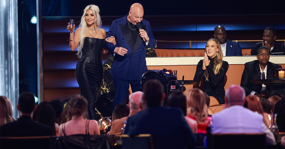 Kim Kardashian with Jeff Ross at the roast of Tom Brady. 