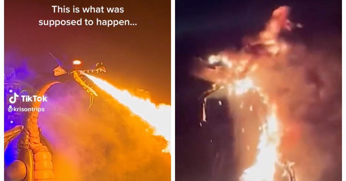 Watch Disneyland's dragon catch on fire during Fantasmic show