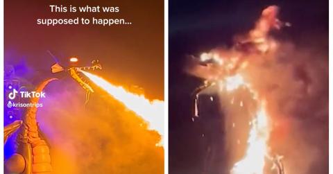 An animatronic dragon caught fire at Disneyland.