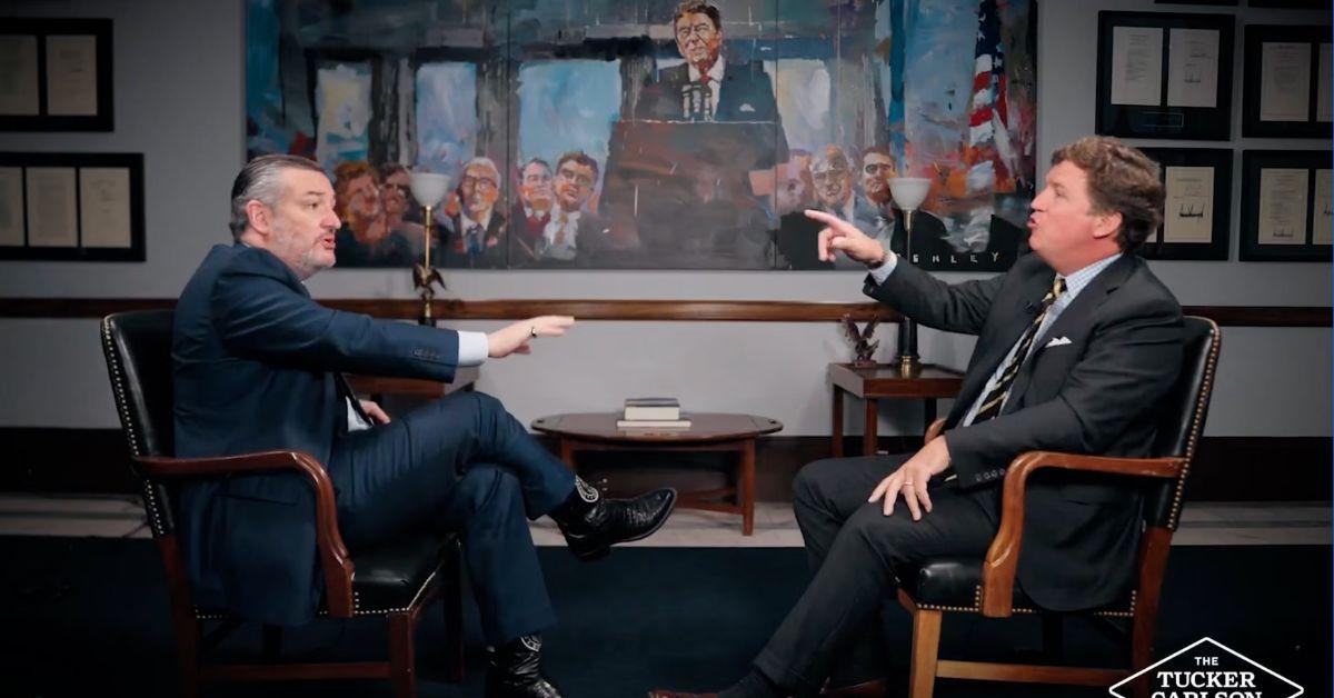 Ted Cruz and Tucker Carlson arguing. 