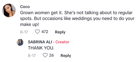 Comment on viral post of woman bashing other women for not wearing makeup when they go out.