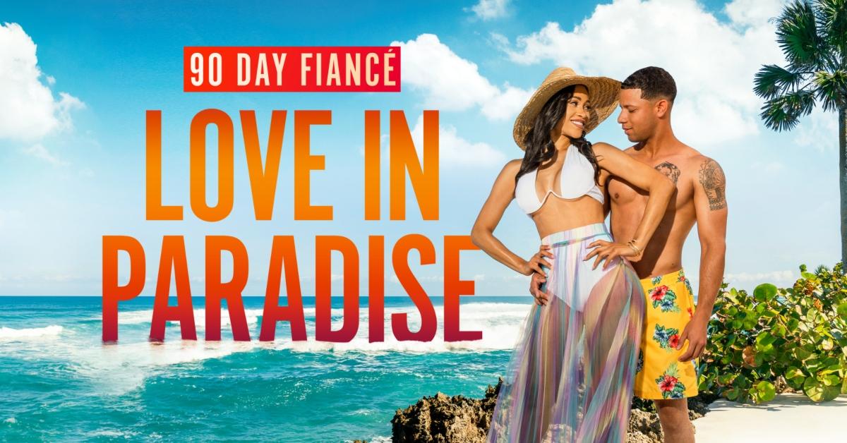 A couple on the beach in the 90 Day Fiance: Love In Paradise key art