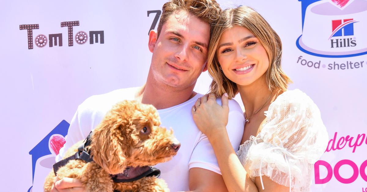 James Kennedy, Raquel Leviss, and Graham arrive at the 5th Annual World Dog Day at West Hollywood Park on Aug. 7, 2021