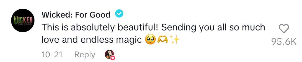 Comment on grandaughters' video singing "For Good" to grandparents.