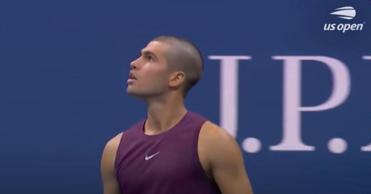 Carlos Alcaraz's Plays at the US Open with a Freshly Shaved Head