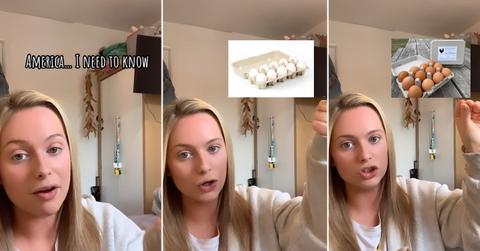 Woman discussing seeing white eggs for the first time