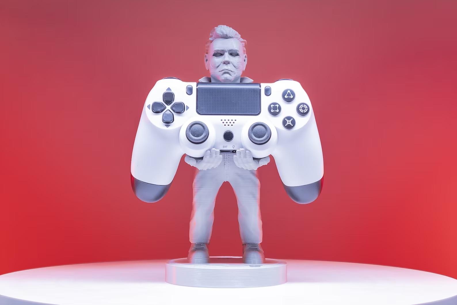 A controller holder shaped like Michael Myers