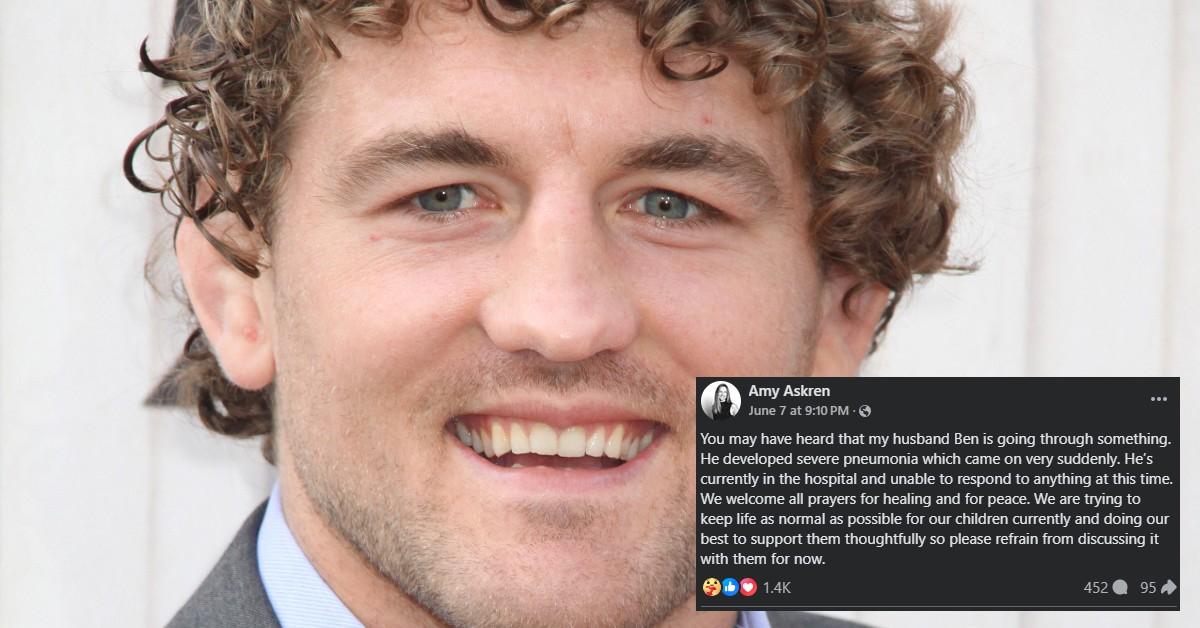 Ben Askren's photo with a statement from his wife