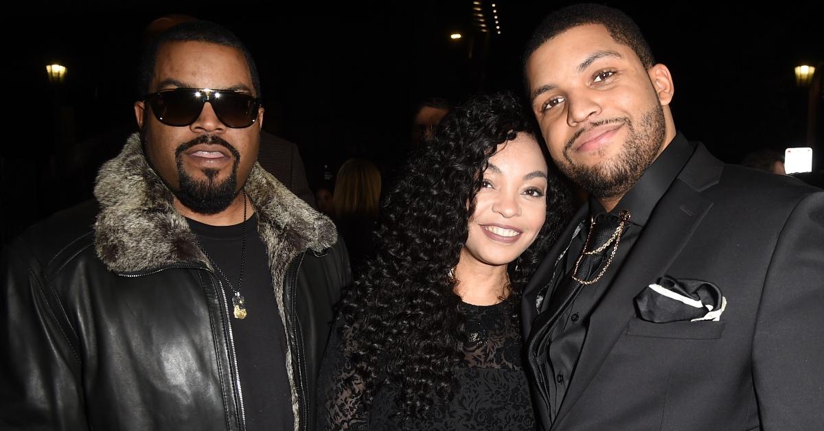 Actor Ice Cube with his son O'Shea Jackson Jr., and wife Kimberly Woodruff.