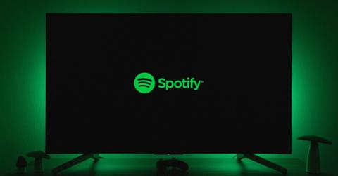 Spotify on a tv with a green backlight