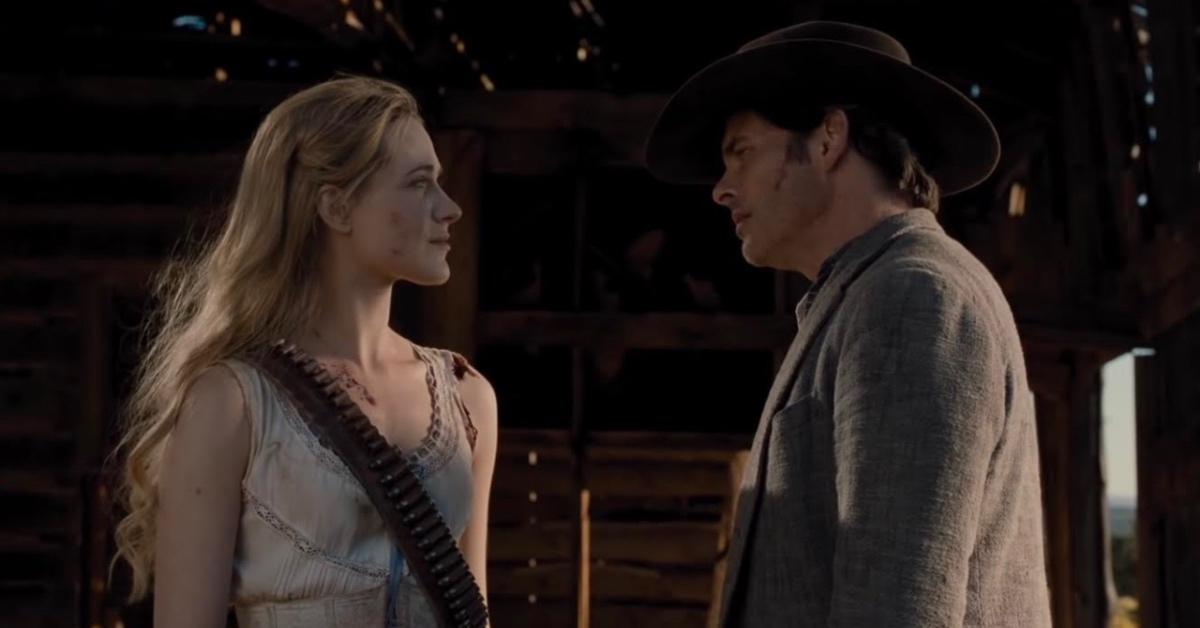 Dolores and Teddy in 'Westworld.'