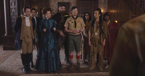 (L-R): Brandon Scott Jones as Isaac, Asher Grodman as Trevor, Rebecca Wisocky as Hetty, Devan Chandler Long as Thorfinn, Richie Moriarty as Pete, Sheila Carrasco as Flower, Roman Zaragoza as Sasappis and Danielle Pinnock as Alberta.