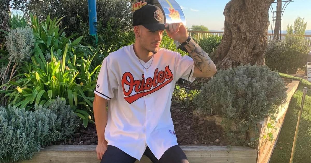 Pepe from Love Island USA in an Orioles jersey