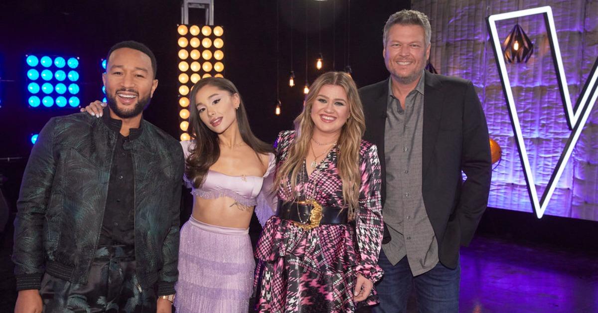 John Legend, Ariana Grande, Kelly Clarkson, and Blake Shelton