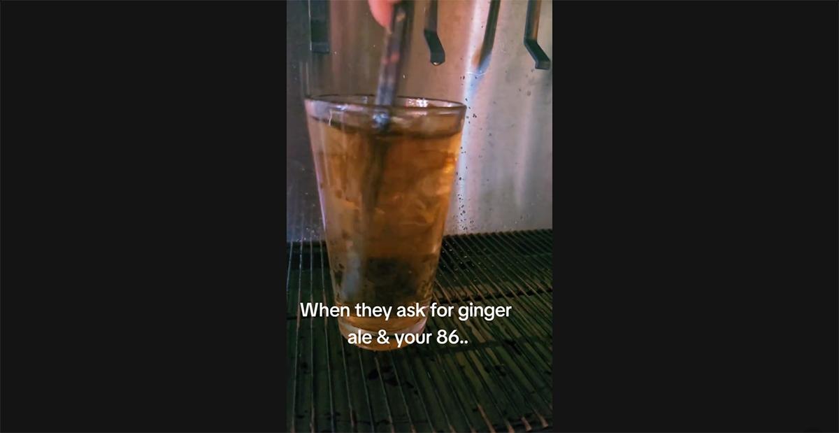 A server shows ginger ale trick on TikTok