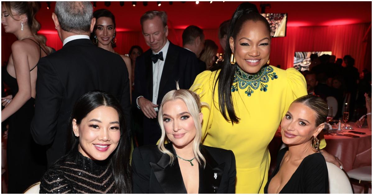 (l-r): Crystal Kung Minkoff, Erika Jayne, Garcelle Beauvais, and Dorit Kemsley smiling at an event.