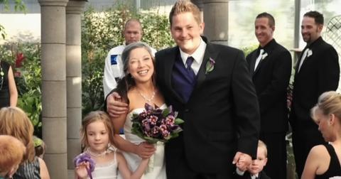 Ashley and Jason Lytton on their wedding day with Ashley's two children