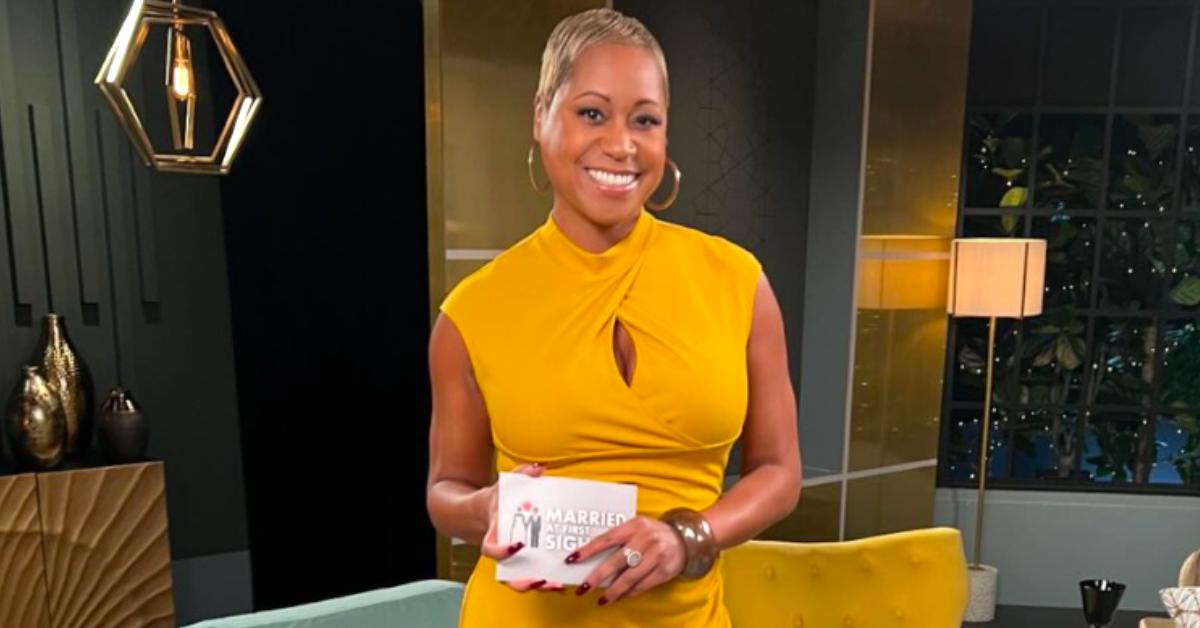 Monique Kelly wears a yellow dress for the 'Married at First Sight' cast tell-all special.