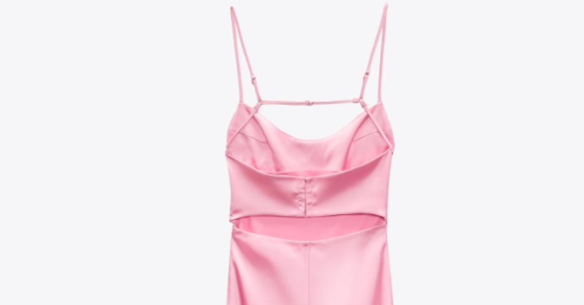 Pink satin outlet zara dress