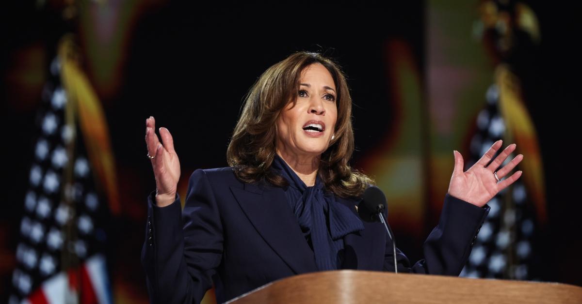 Kamala Harris speaking at the Democratic National Convention