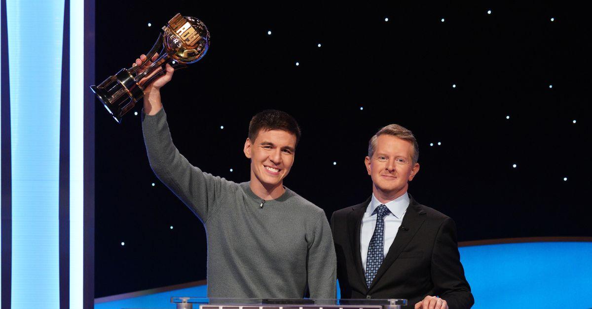 James Holzhauer and Ken Jennings celebrating James' win on 'Jeopardy! Masters'