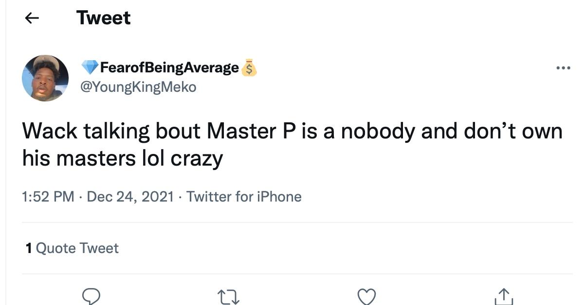 A tweet summarizing the latest allegations against Master P