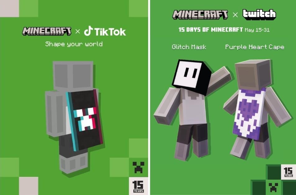 TikTok and Twitch capes in 'Minecraft'