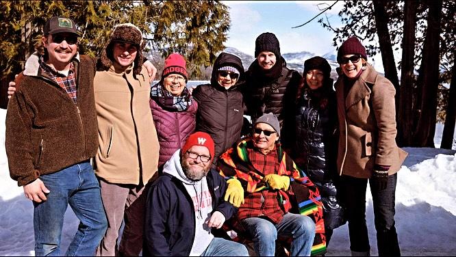 Kyle Stillie and his mom Paula Stillie with their long lost family in Montana in 2021