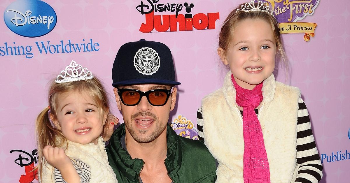 BURBANK, CA - NOVEMBER 10: Actor Joey Lawrence and daughters Liberty Grace Lawrence (L) and Charleston Lawrence (R) attend the premiere of "Sofia The First: Once Upon a Princess" at Walt Disney Studios on November 10, 2012 in Burbank, California. (Photo by Jason LaVeris/FilmMagic)