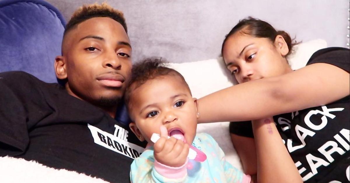 FunnyMike, his daughter Londyn, and Jaliyah lay in bed together.