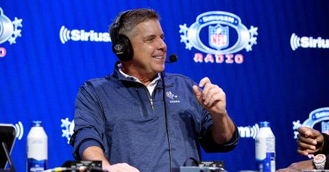 Sean Payton providing commentary for SiriusXM ahead of Super Bowl LVII.