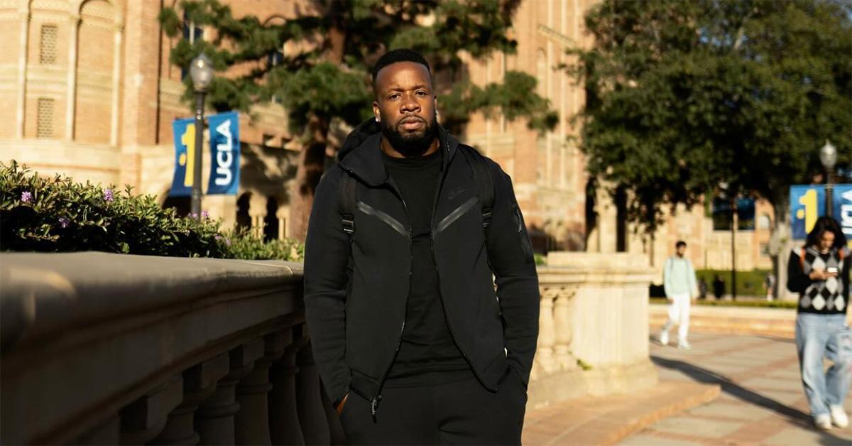 Yo Gotti wearing a backpack at the UCLA campus. 