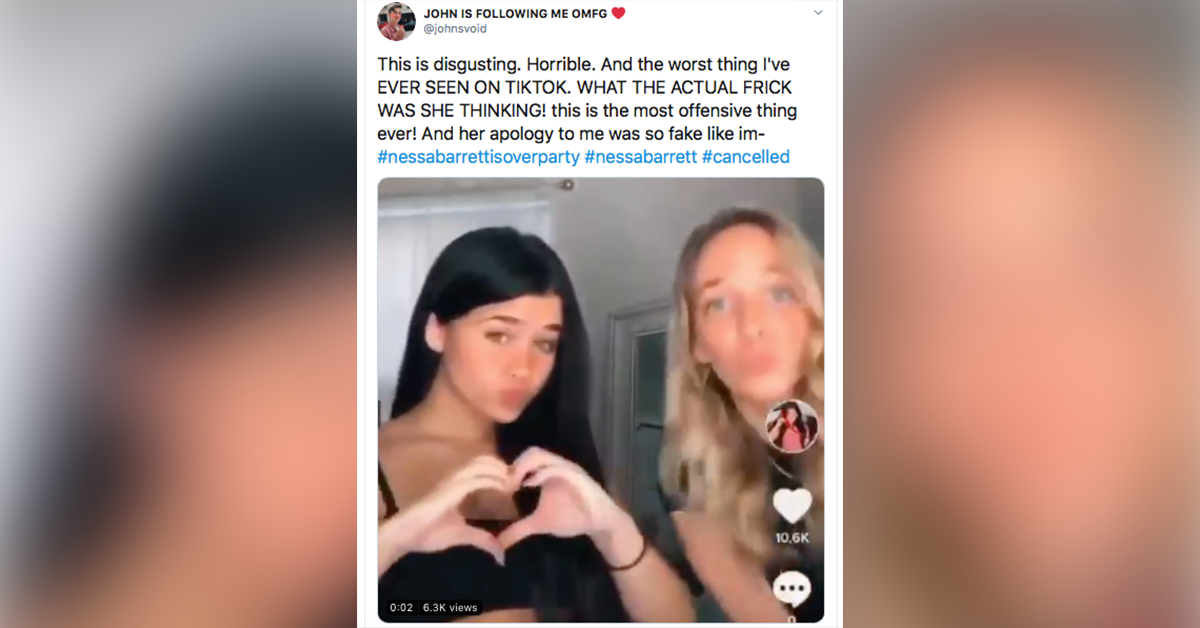 nessa barrett tiktok backlash