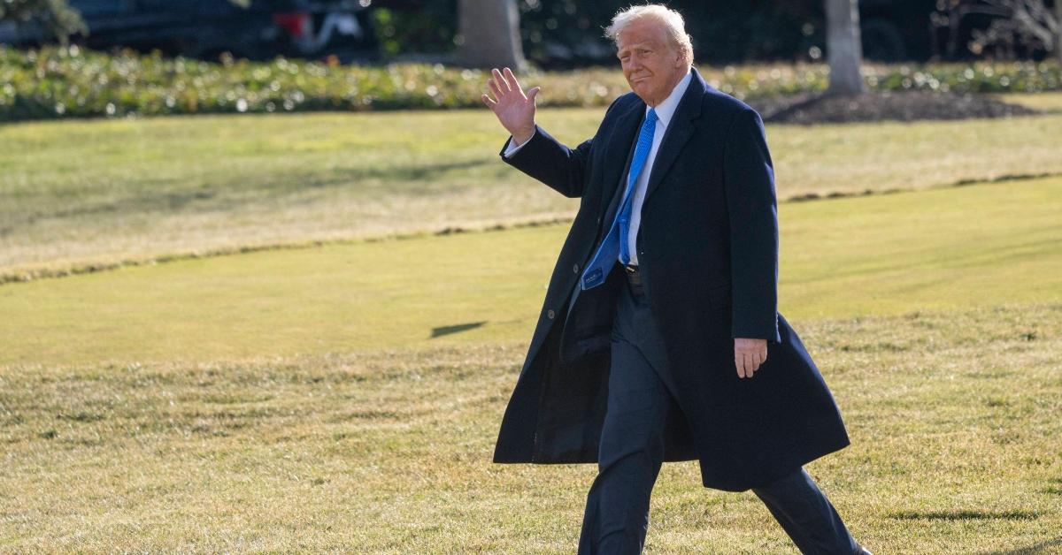 Trump waving from the White House lawn