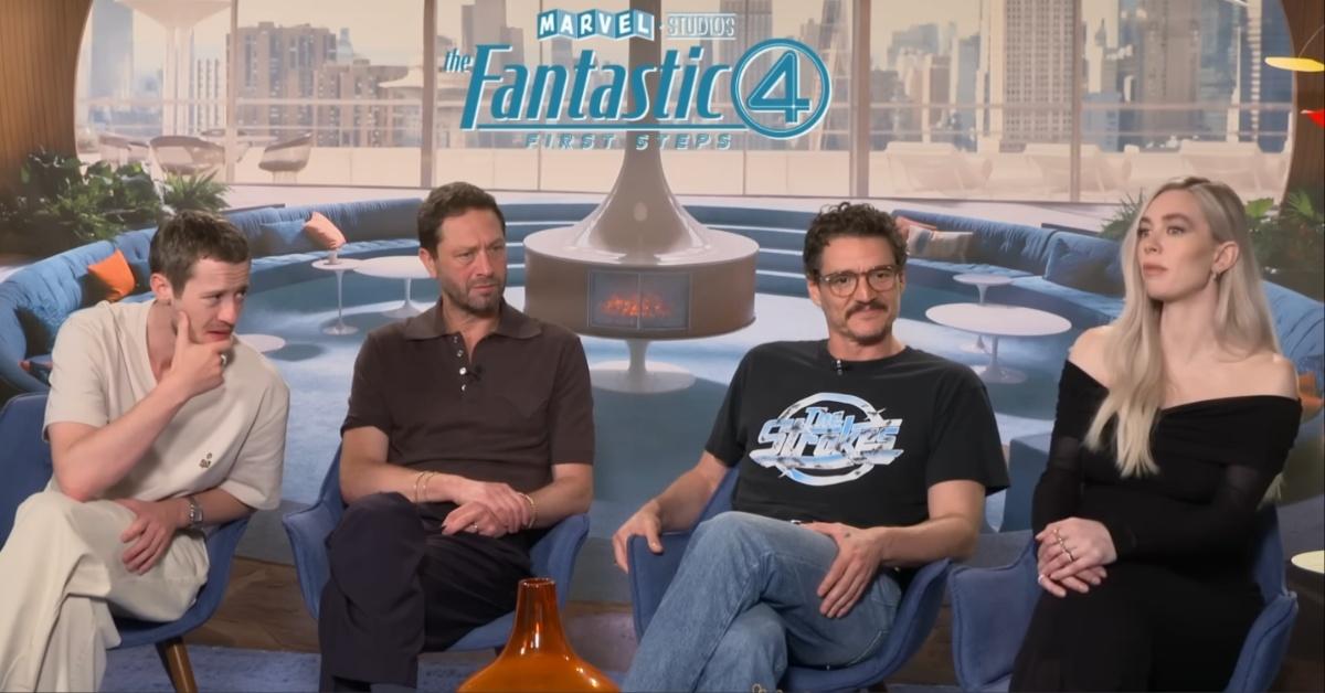Joseph Quinn, Ebon Moss-Bachrach, Pedro Pascal, and Vanessa Kirby discuss their movie "The Fantastic Four: First Steps."