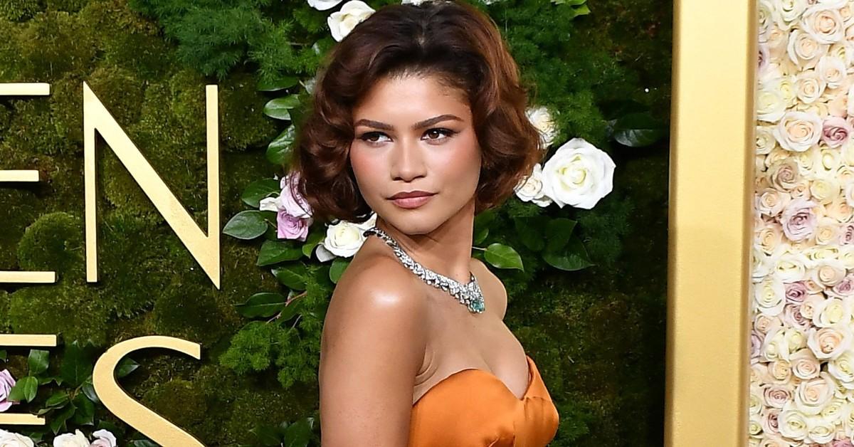 Zendaya posing at the Golden Globes