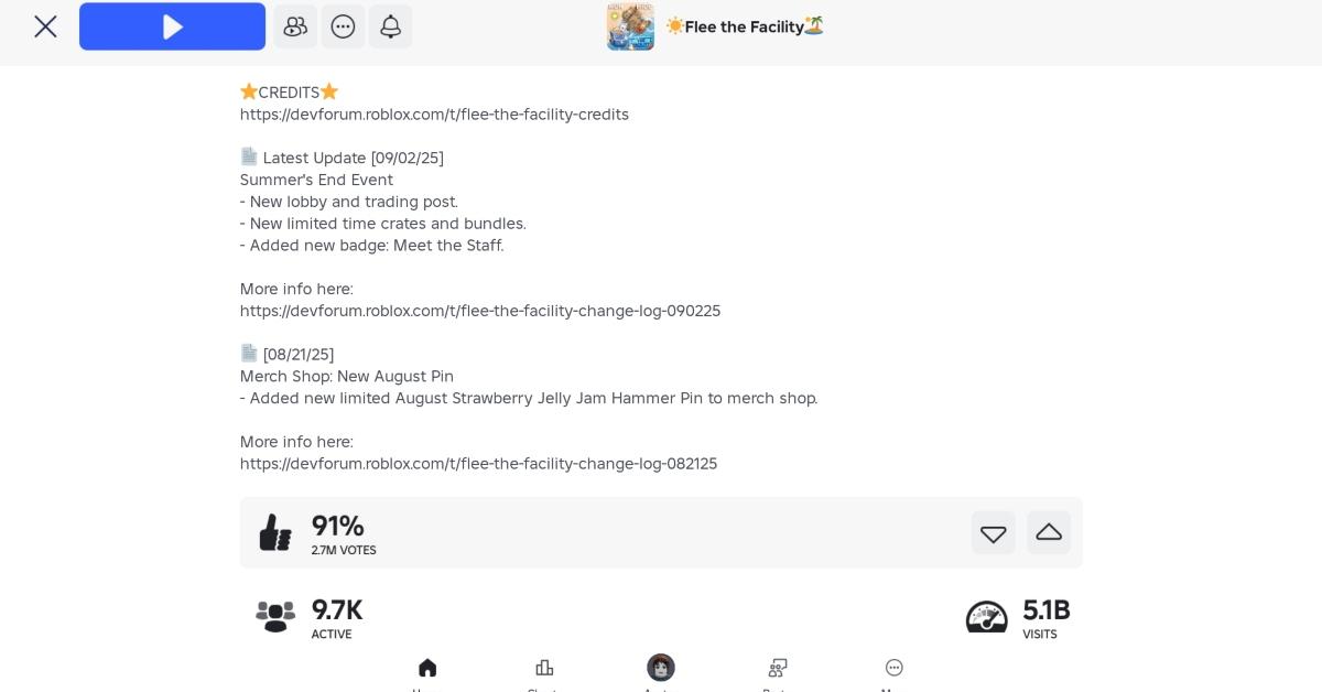 Flee the Facility game credits.