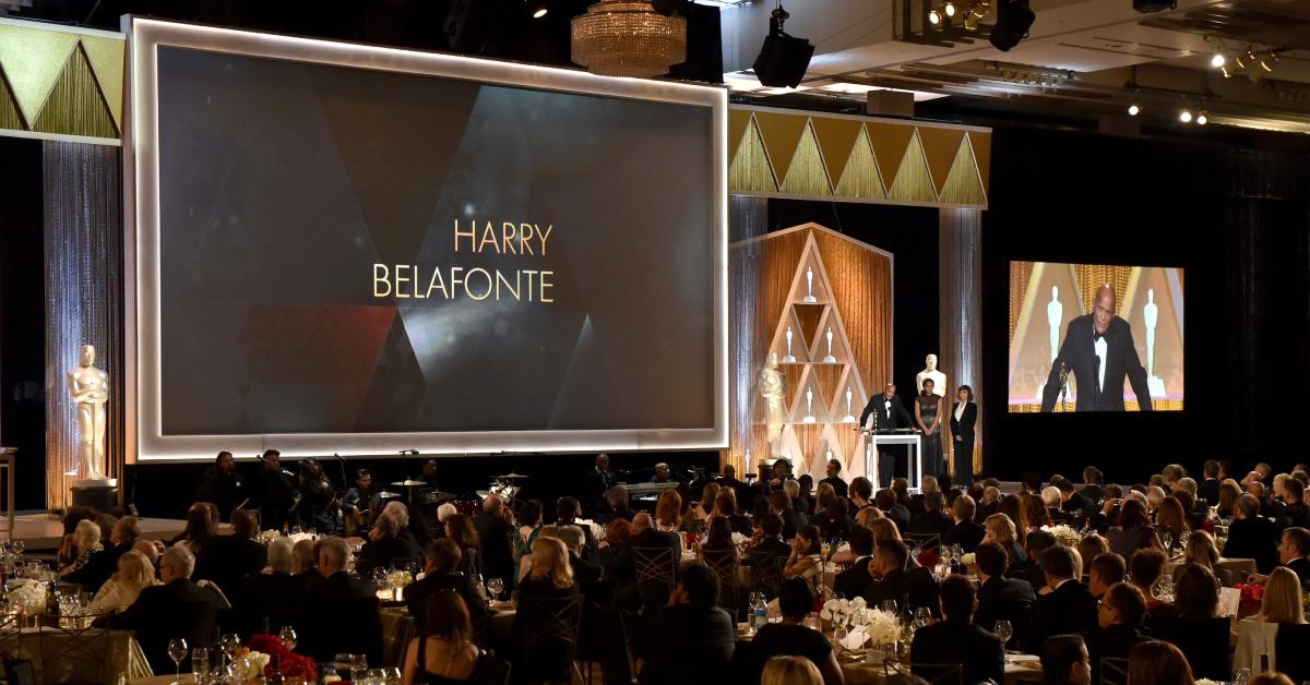 Harry Belafonte accepts the Jean Hersholt Humanitarian Award during the 2014 Governors Awards.