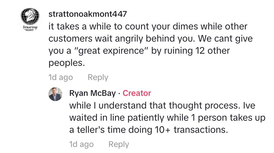 tiktok comment about banks not accepting coins