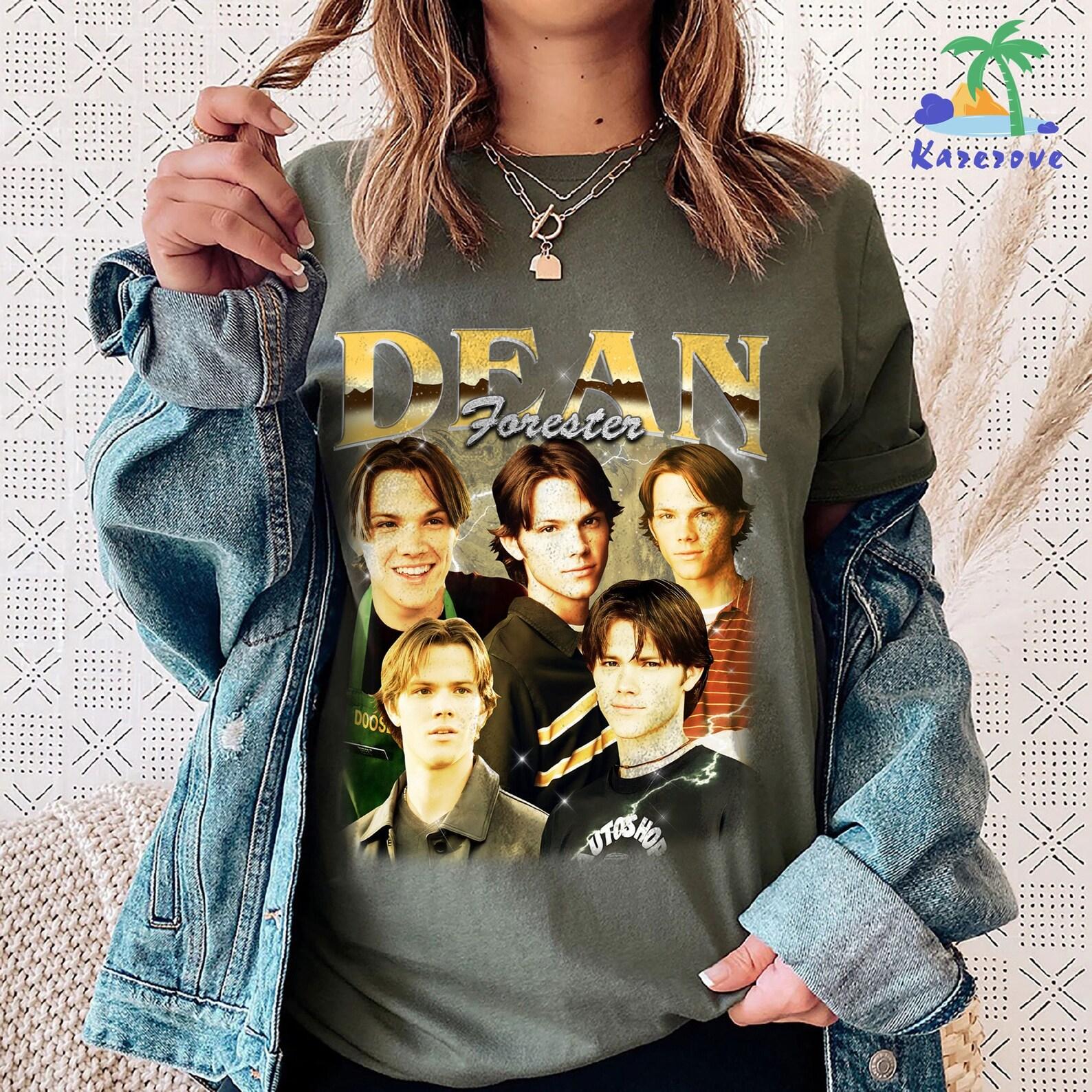 A tshirt with various pictures of Dean Forester on it