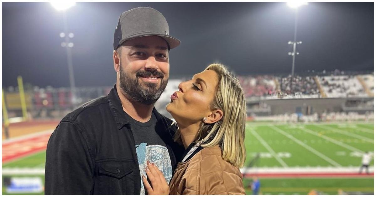 (l-r): Travis Mullen and Gina Kirschenheiter outside at a game