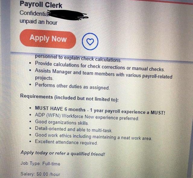 payroll job no pay