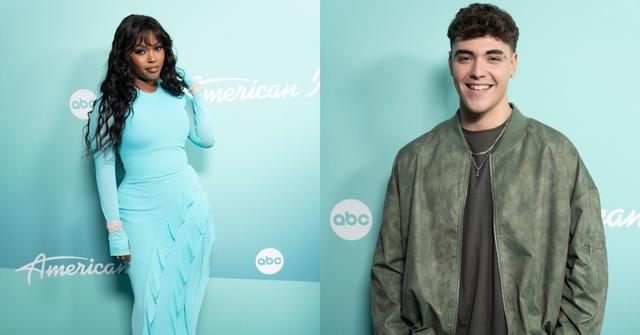 Nya in an aqua dress and Jordan Anthony in a jacket made the top 14