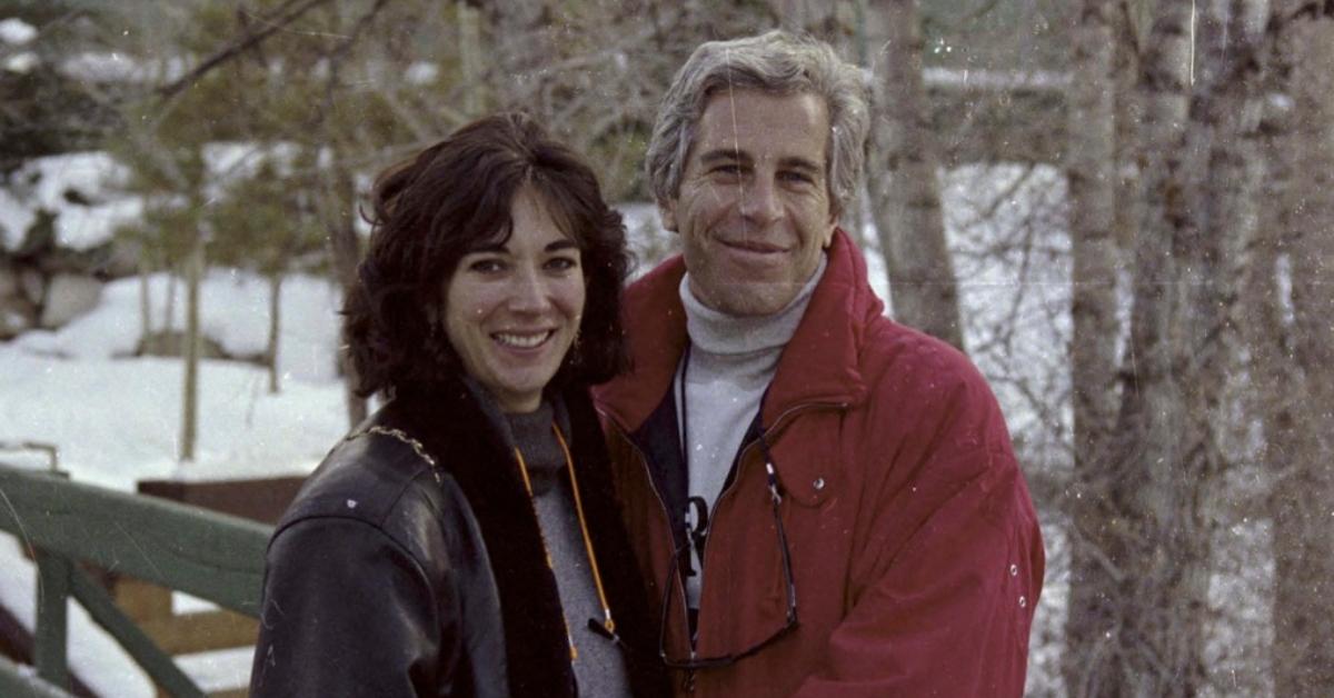 (l-r): Ghislane Maxwell and Jeffrey Epstein posing outside