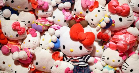 Hello Kitty plushies at "Cute" exhibit at Somerset House